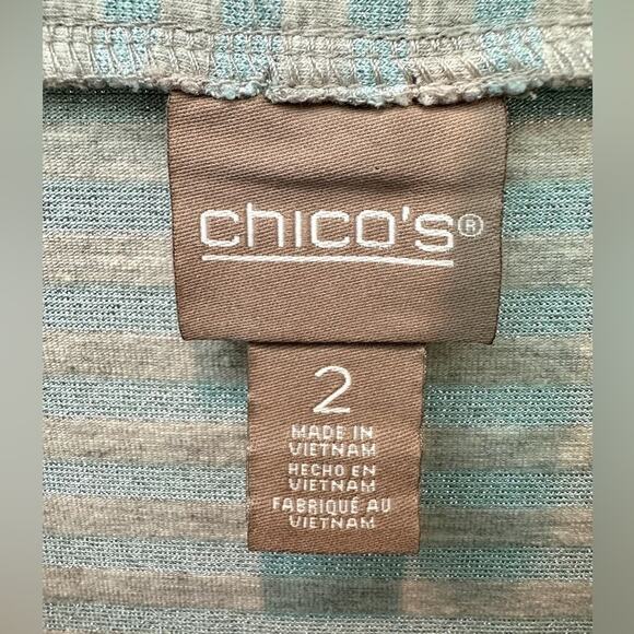 CHICO’S | Blue Gray Metallic Stripe Long Sleeve Top | Size 2 Large - Picture 5 of 7